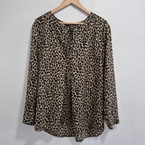 Talbots Animal Print Leopard Tunic Blouse XL